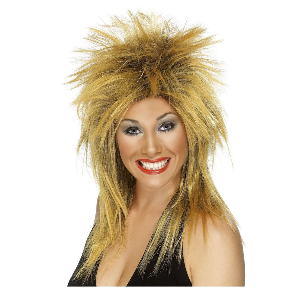 Percke Damen 80er Punk Rock Diva, schwarz-hellbraun - mit Haarnetz Bild 2