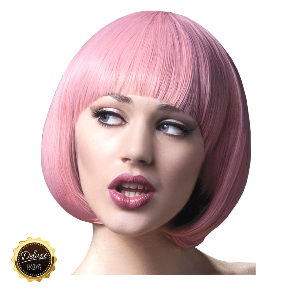 Percke Damen Kurzer Bob, Pagenkopf mit Pony, Premium-Qualitt, Mia, pastellrosa