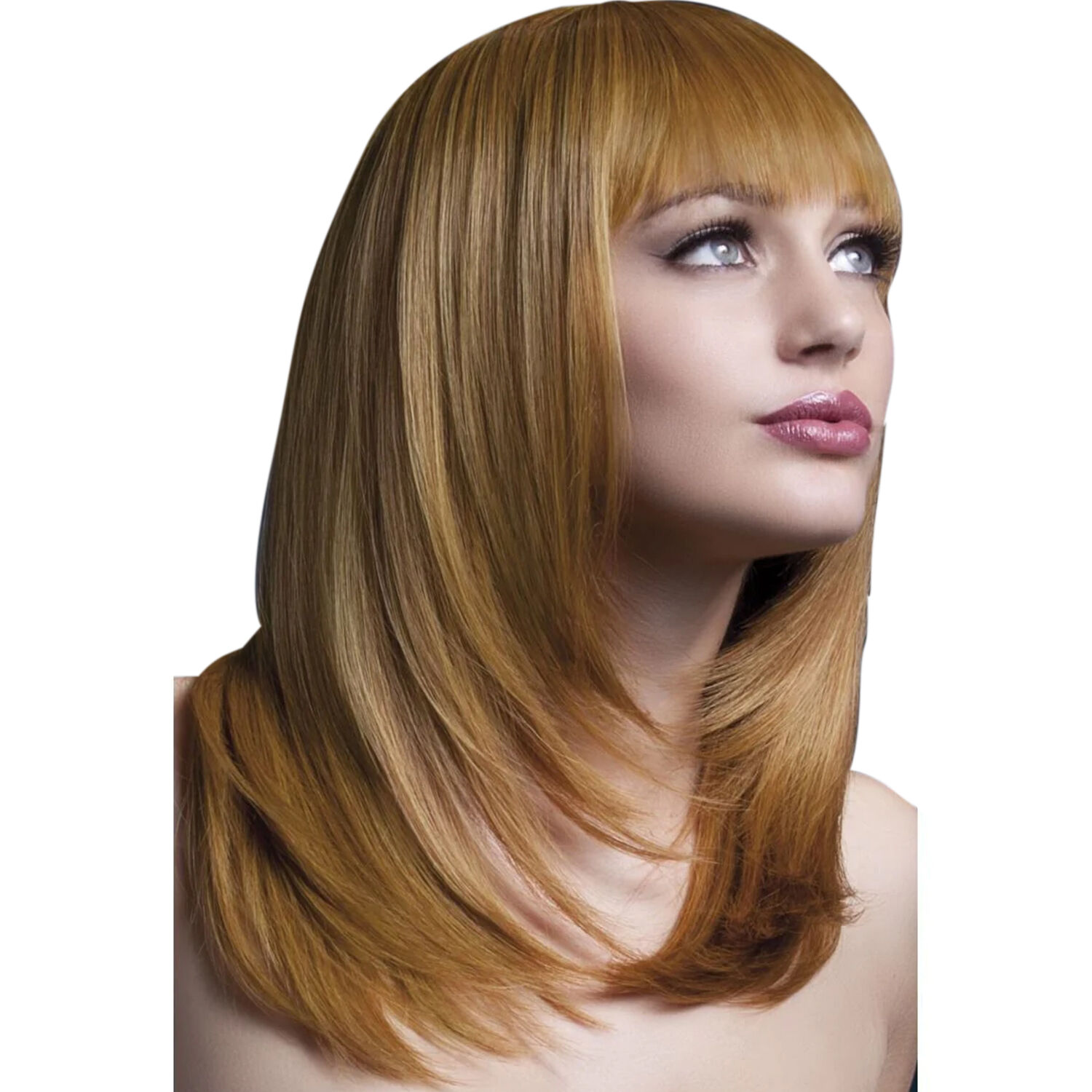 NEU Percke Damen Tanja Langhaar, Gefederter Schnitt, Premium-Qualitt, kastanienbraun