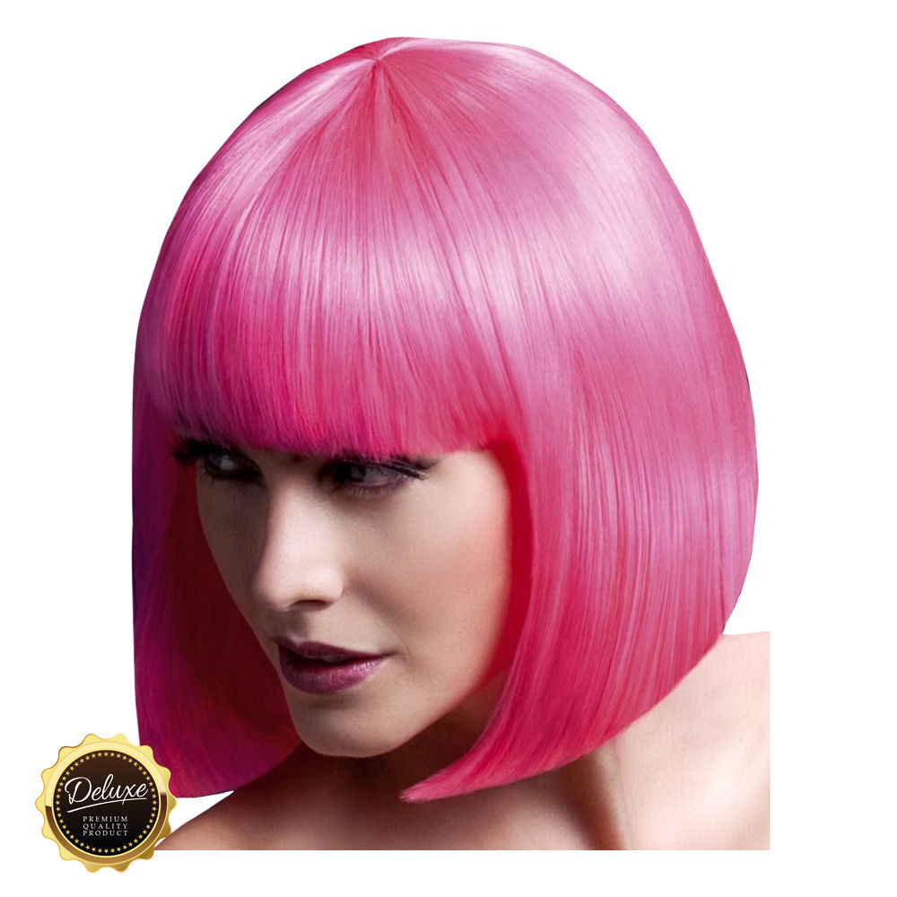 Percke Damen Eleganter Bob, Pagenkopf mit Pony, Premium-Qualitt, Elise, neon-rosa