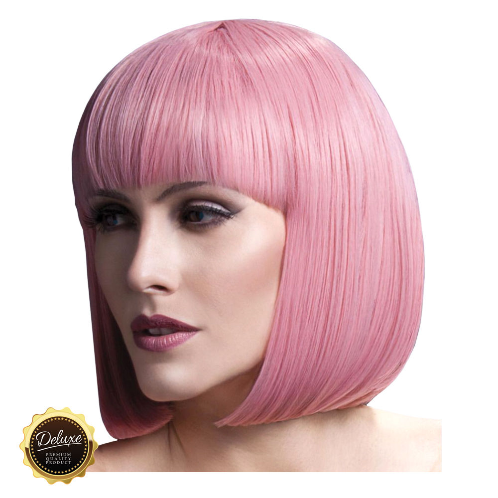 Percke Damen Eleganter Bob, Pagenkopf mit Pony, Premium-Qualitt, Elise, pastellrosa