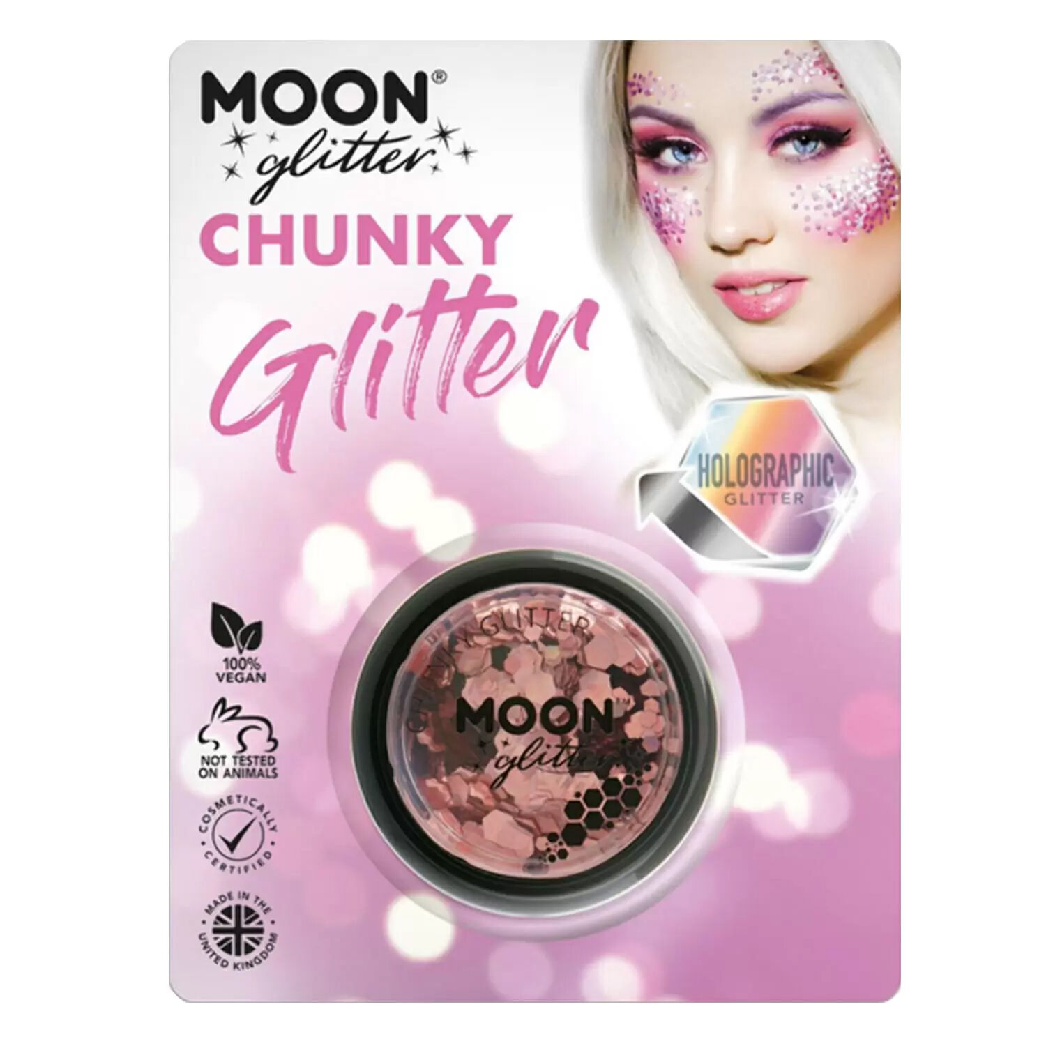 Moon Creations Glitzer-Schminkstreu holographisch, grob, 3g, rose-gold Bild 3