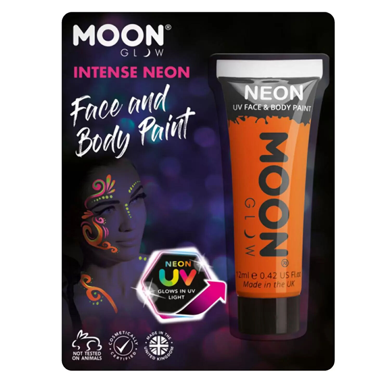 SALE Moon Creations Neon UV-Gesichts- und K�rperschminke 12ml, orange Bild 2