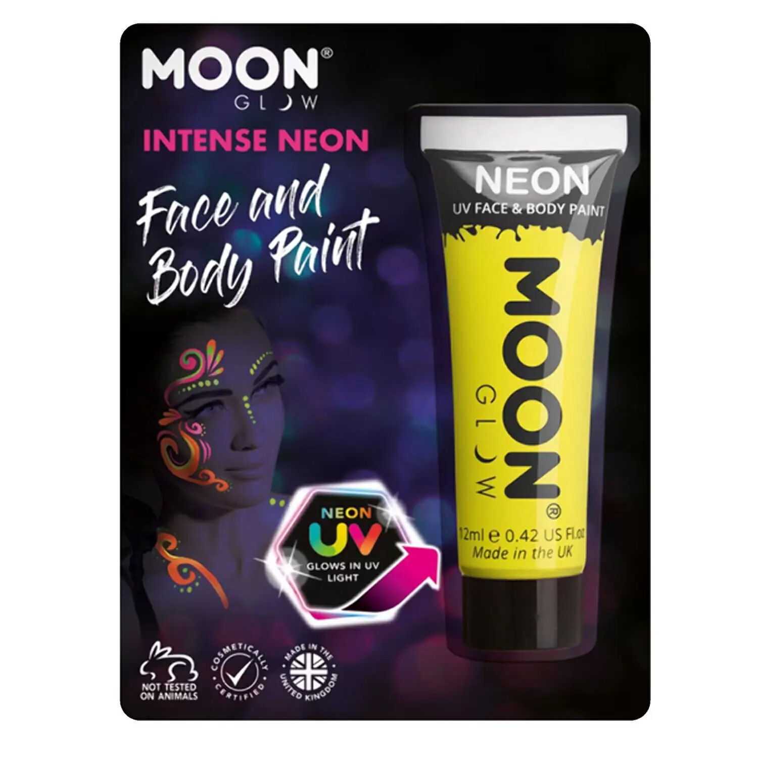 SALE Moon Creations Neon UV-Gesichts- und Krperschminke 12ml, gelb Bild 2