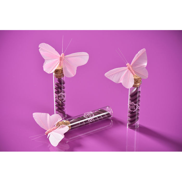 Schmetterlinge aus Federn, rosa, 6 Stück Bild 2