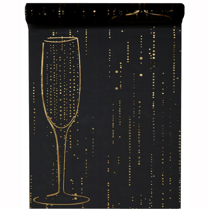 SALE Tischläufer Champagnerglas schwarz, 28cm x 5m