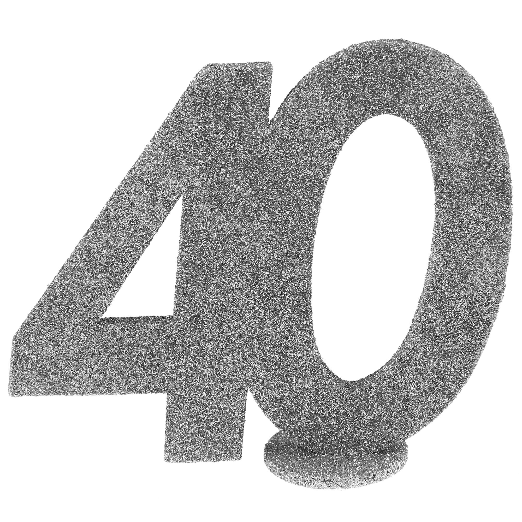 NEU Aufsteller Geburtstags-Zahl 40, glitter-silber, ca. 10cm
