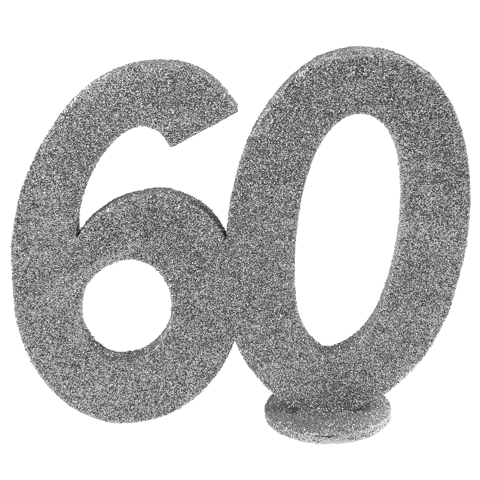NEU Aufsteller Geburtstags-Zahl 60, glitter-silber, ca. 10cm