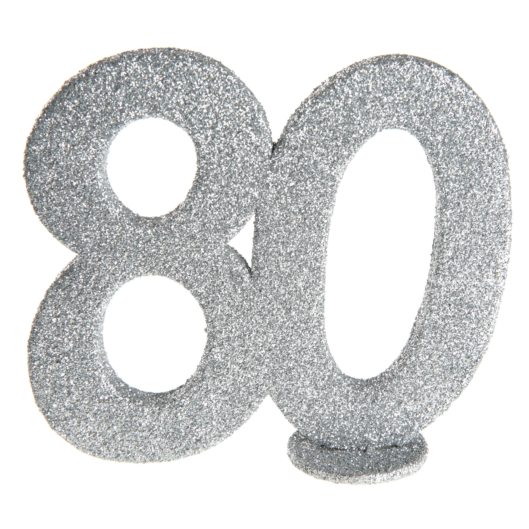 NEU Aufsteller Geburtstags-Zahl 80, glitter-silber, ca. 10cm