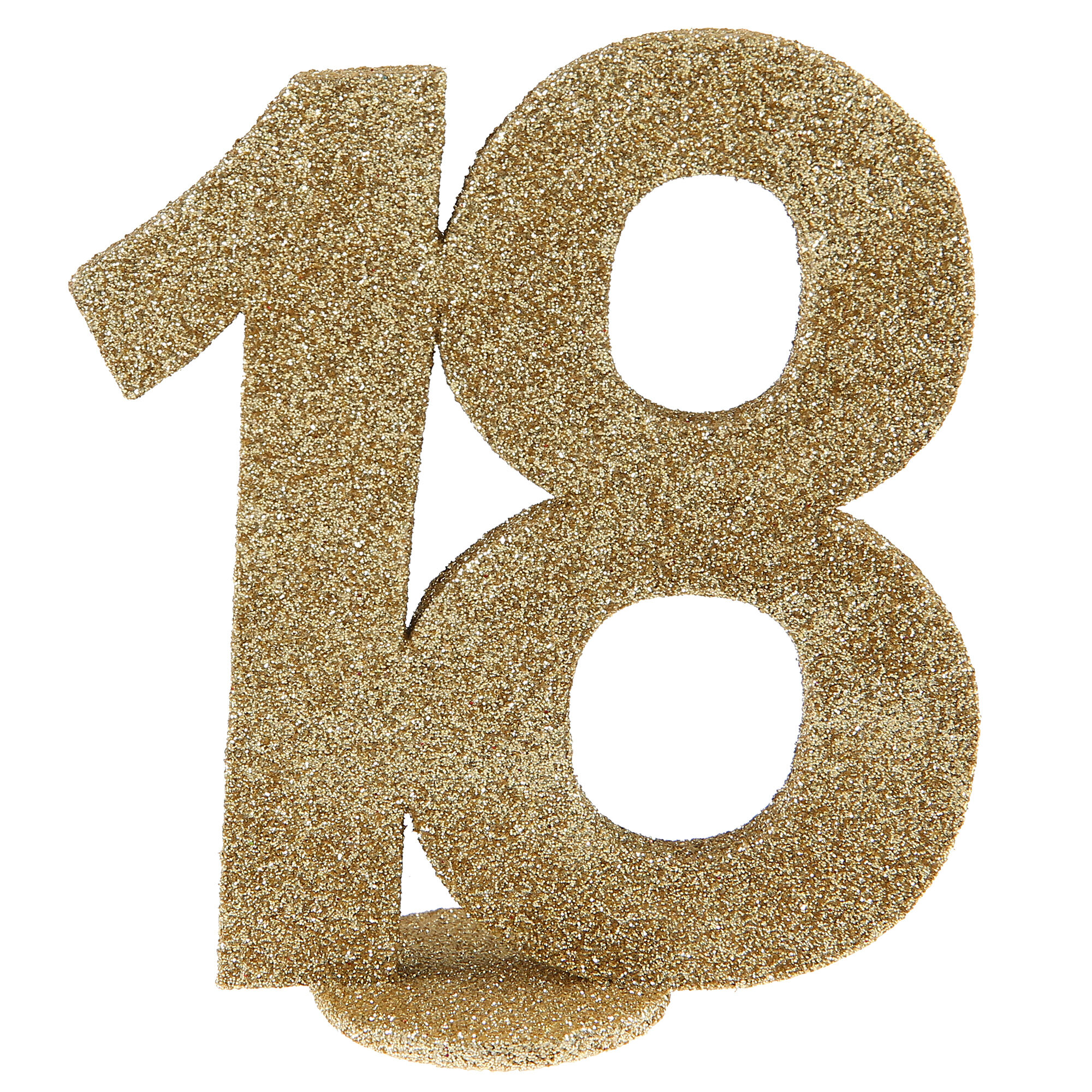 NEU Aufsteller Geburtstags-Zahl 18, glitter-gold, ca. 10cm