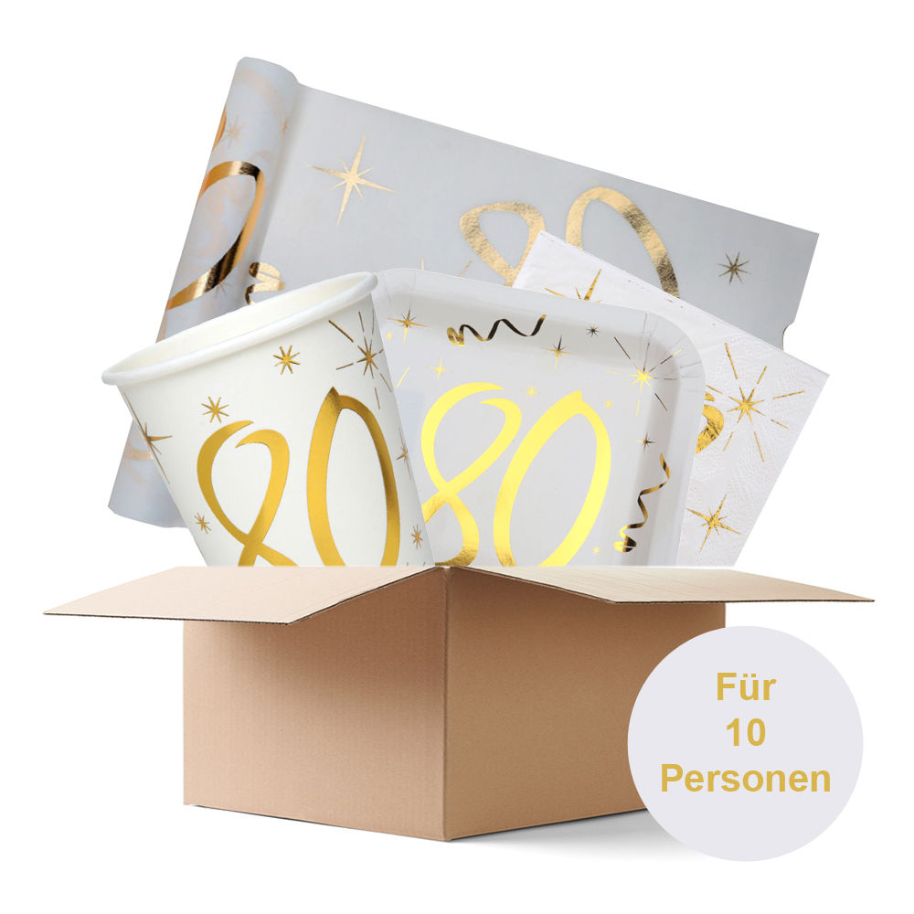 Partybox 80th gold, 10 Personen