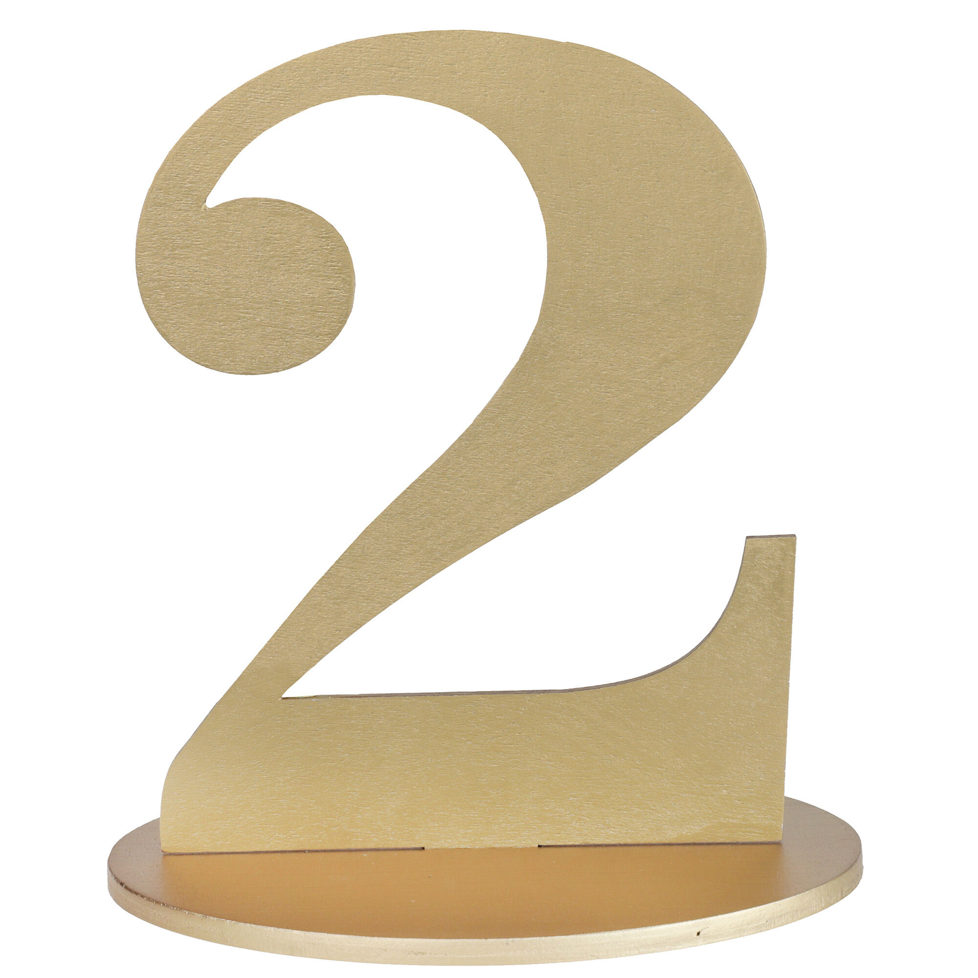SALE Aufsteller Zahl 2 aus Holz, mit Halterung, gold, ca. 16 cm