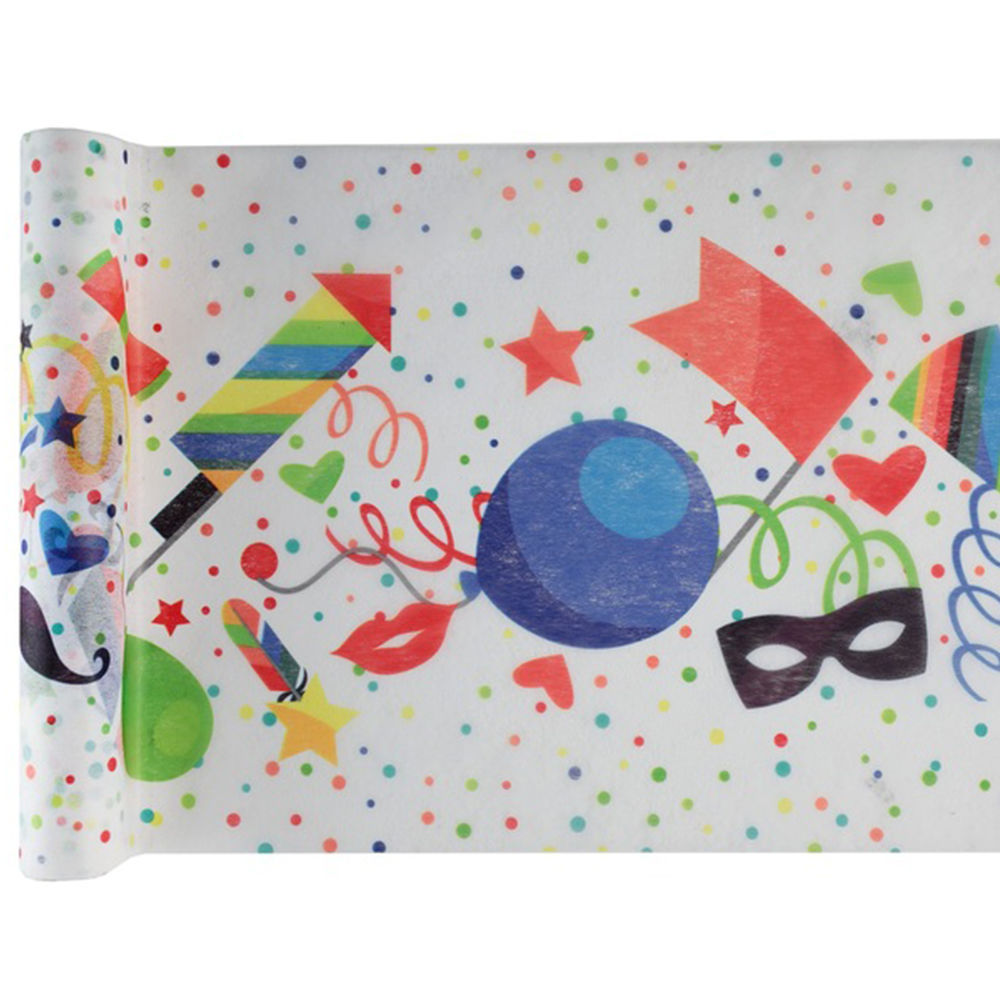 NEU Tischläufer bunte Party, 5m x 30 cm - Geburtstags-Deko, Kerzen & Zahlen  Geburtstags-Party Produkte