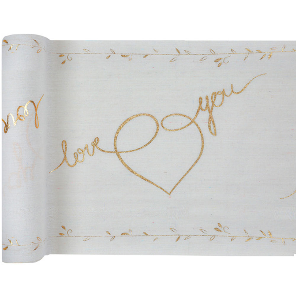 NEU Tischlufer Love You, gold-wei, 3m x 30 cm