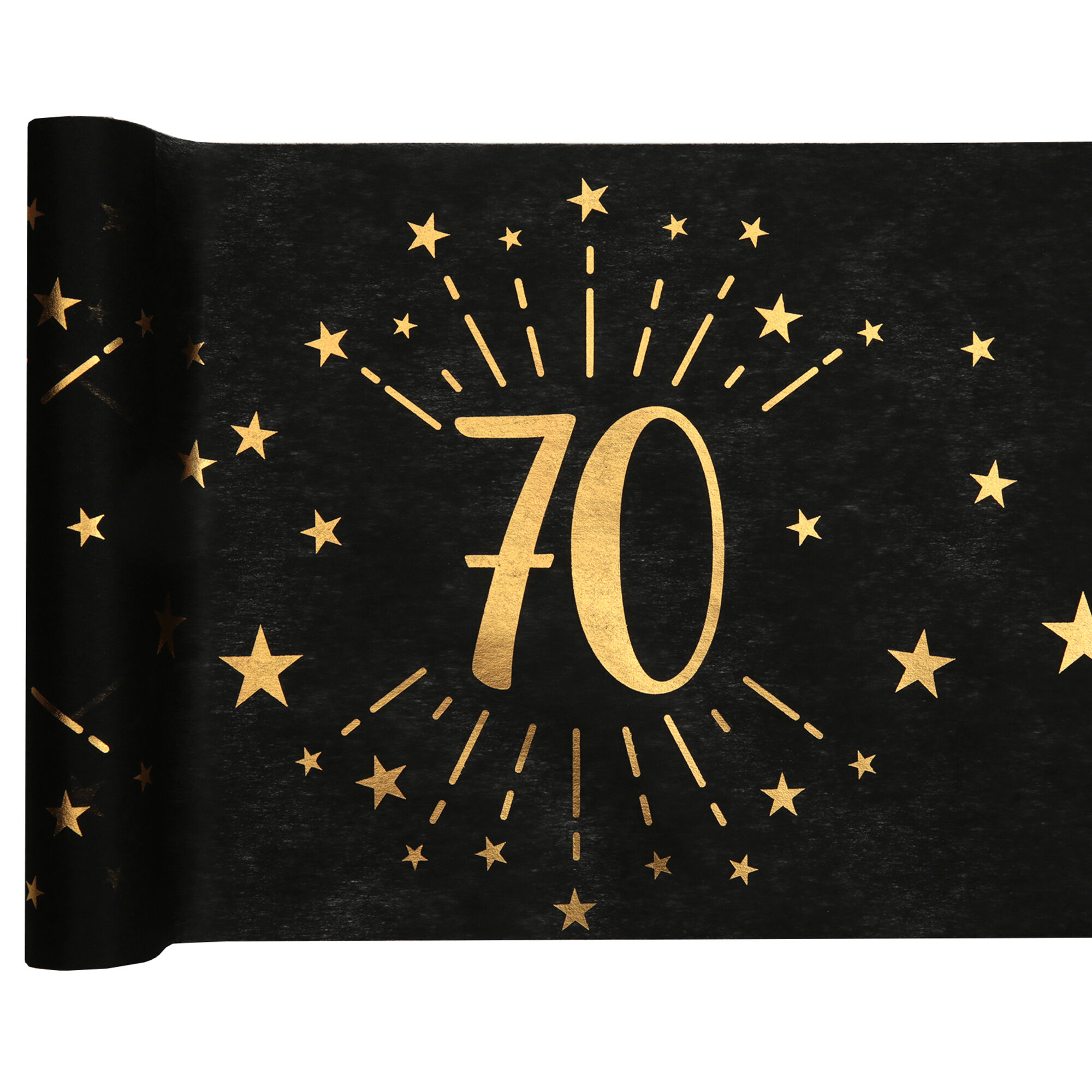 NEU Tischläufer Happy Birthday 70, schwarz-gold, 30cm x 5m