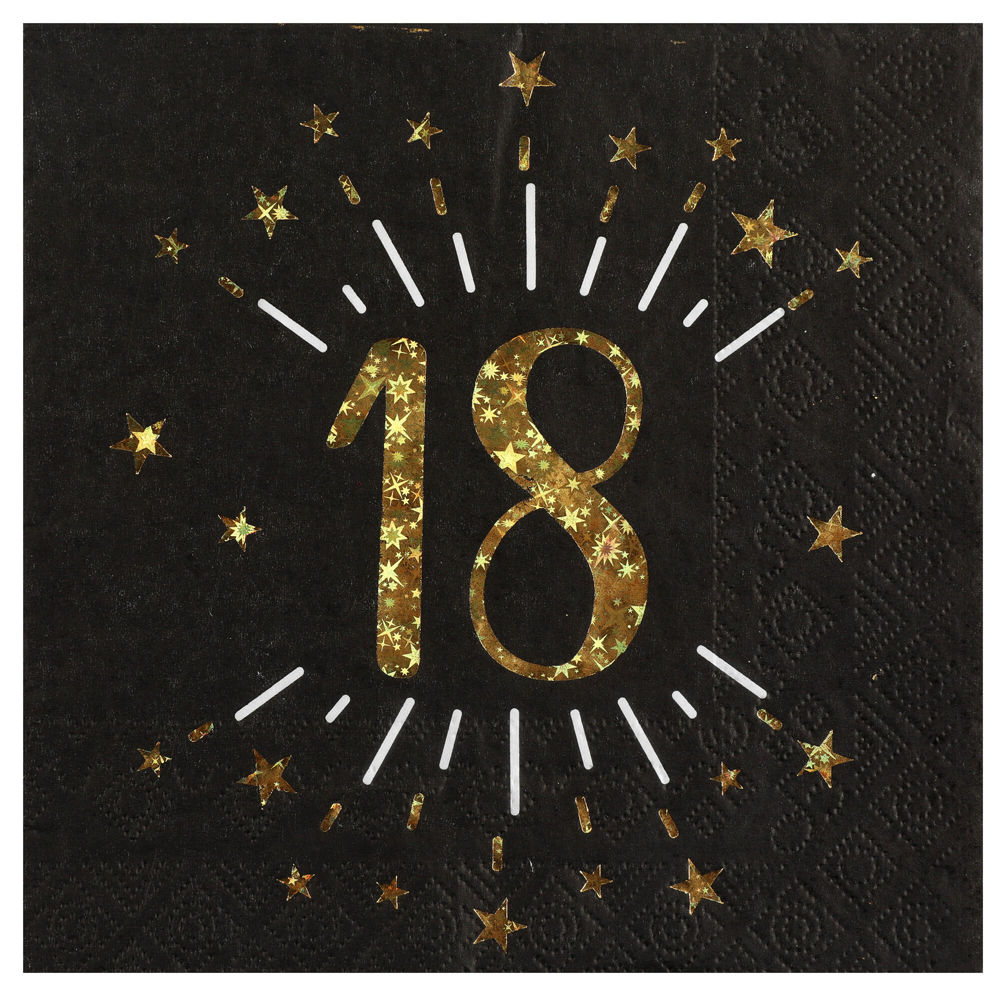 NEU Servietten Happy Birthday 18, schwarz-gold, 10 Stück, ca. 17 x 17cm