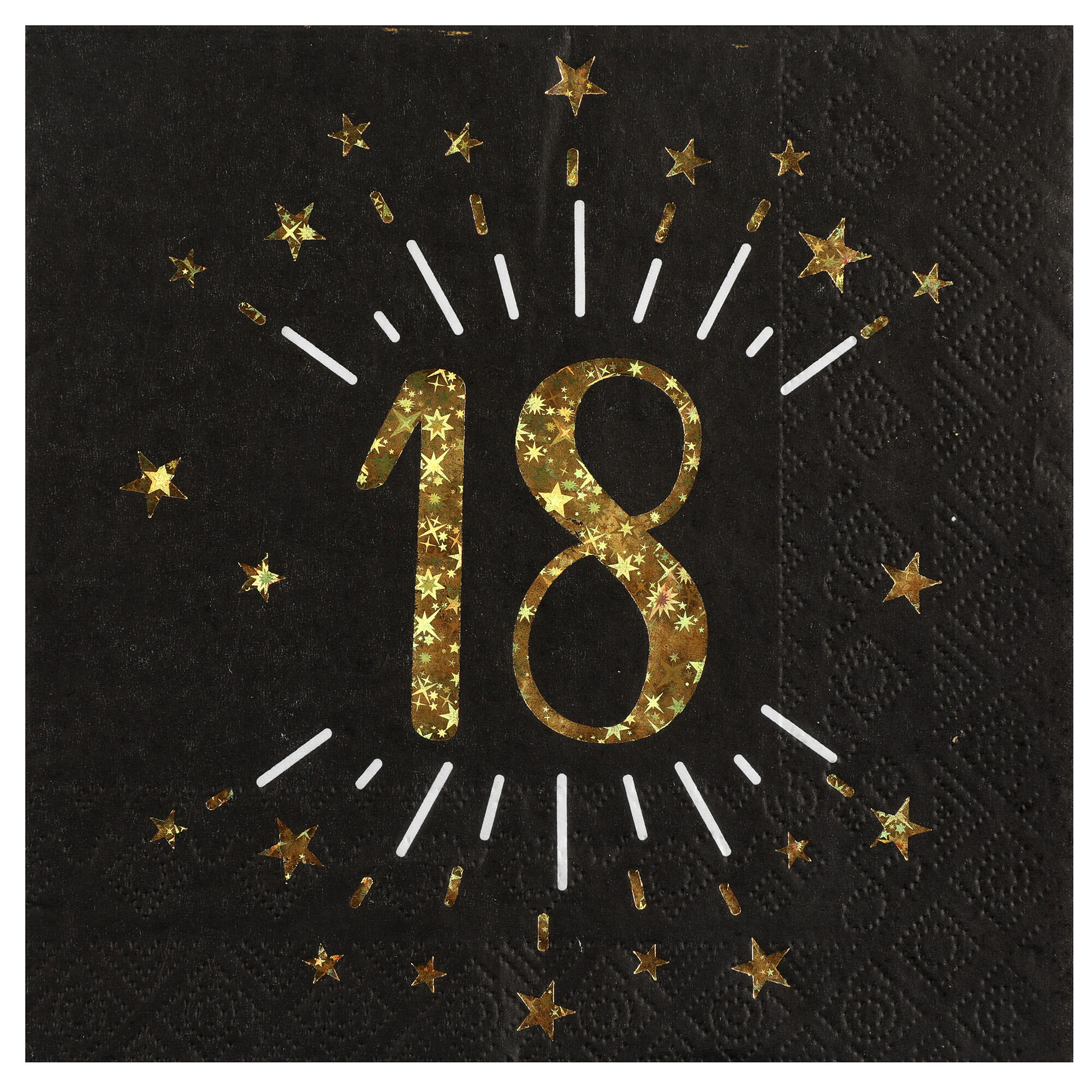 NEU Servietten Happy Birthday 18, schwarz-gold, 10 Stck, ca. 33 x 33cm