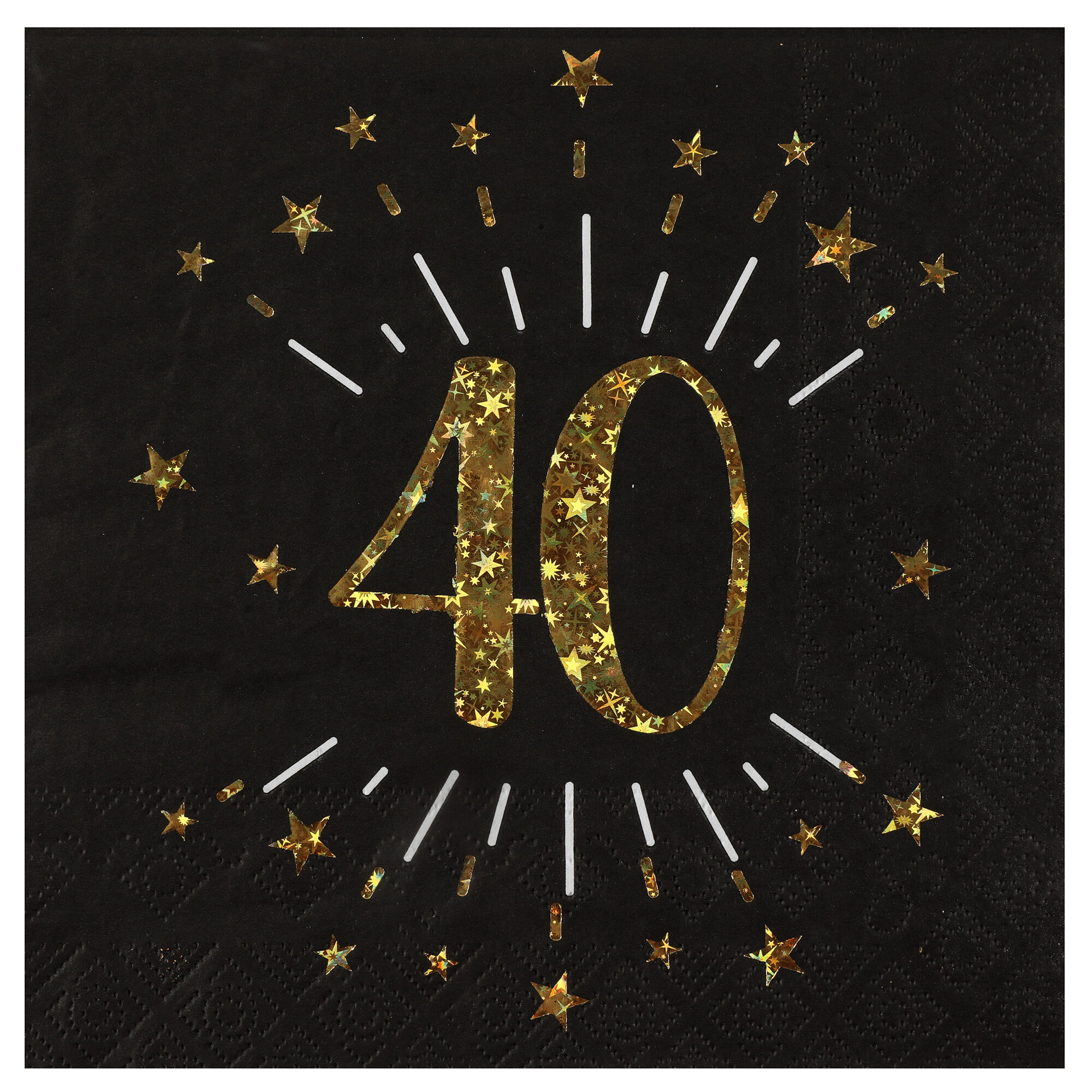NEU Servietten Happy Birthday 40, schwarz-gold, 10 Stück, ca. 17 x 17cm