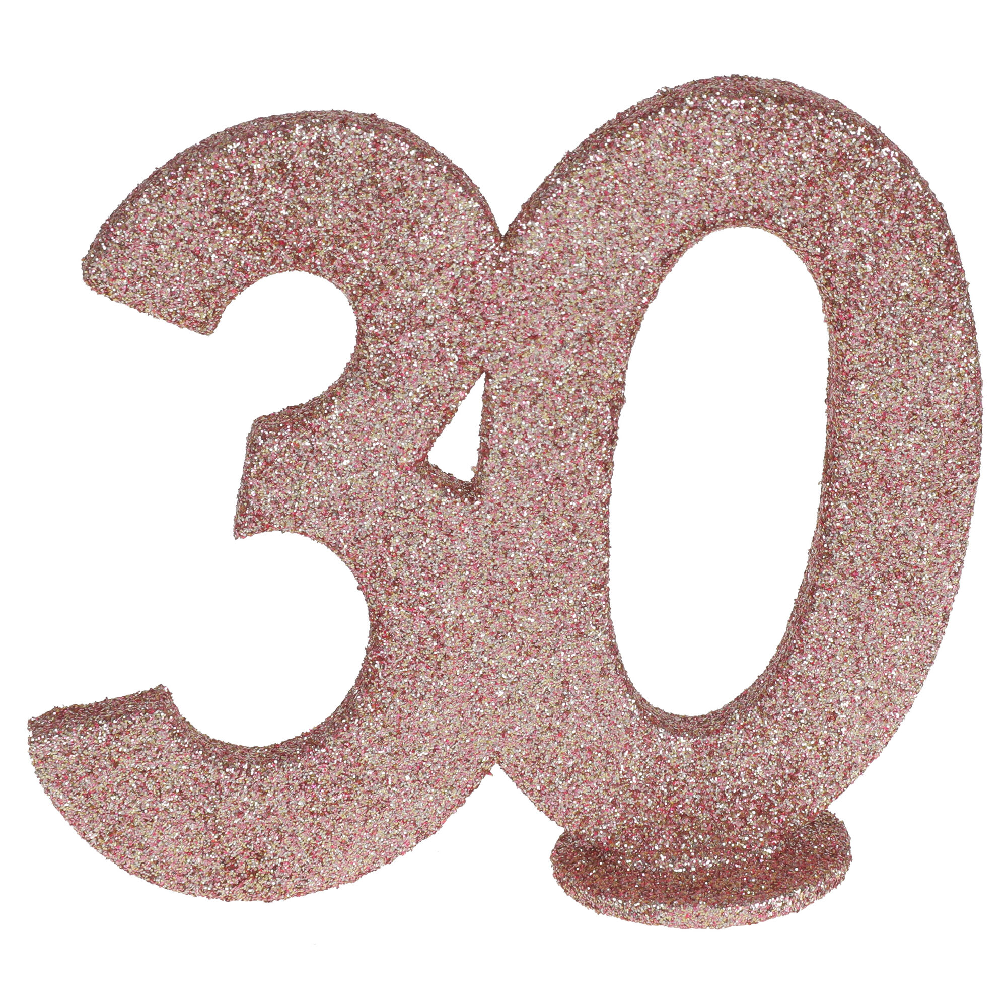NEU Aufsteller Geburtstags-Zahl 30, glitter-ros-gold, ca. 10cm