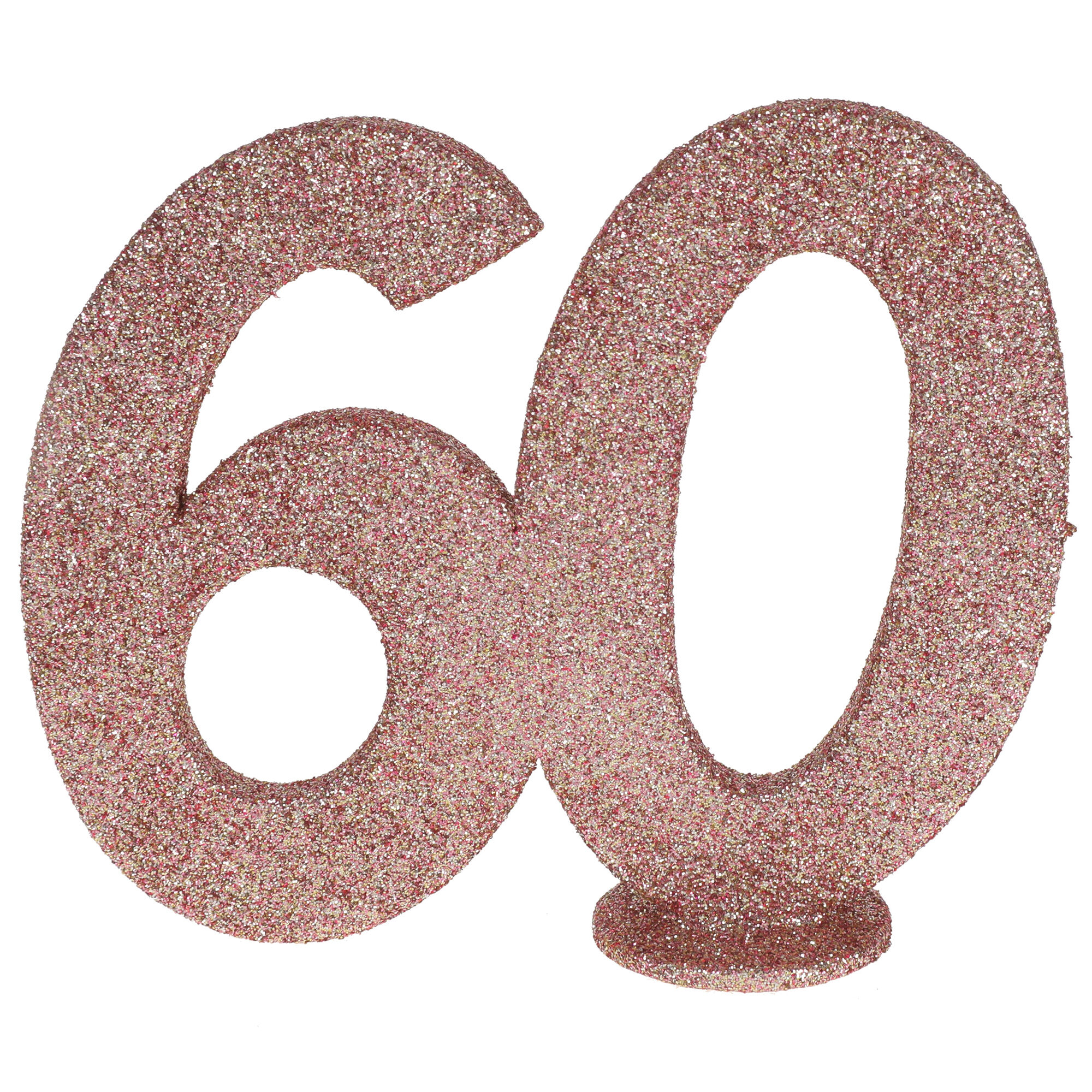 NEU Aufsteller Geburtstags-Zahl 60, glitter-ros-gold, ca. 10cm