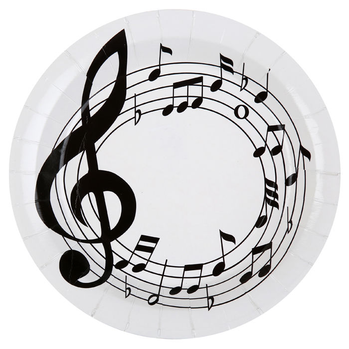 SALE Teller Musiknoten aus Pappe, Ø 22,5 cm