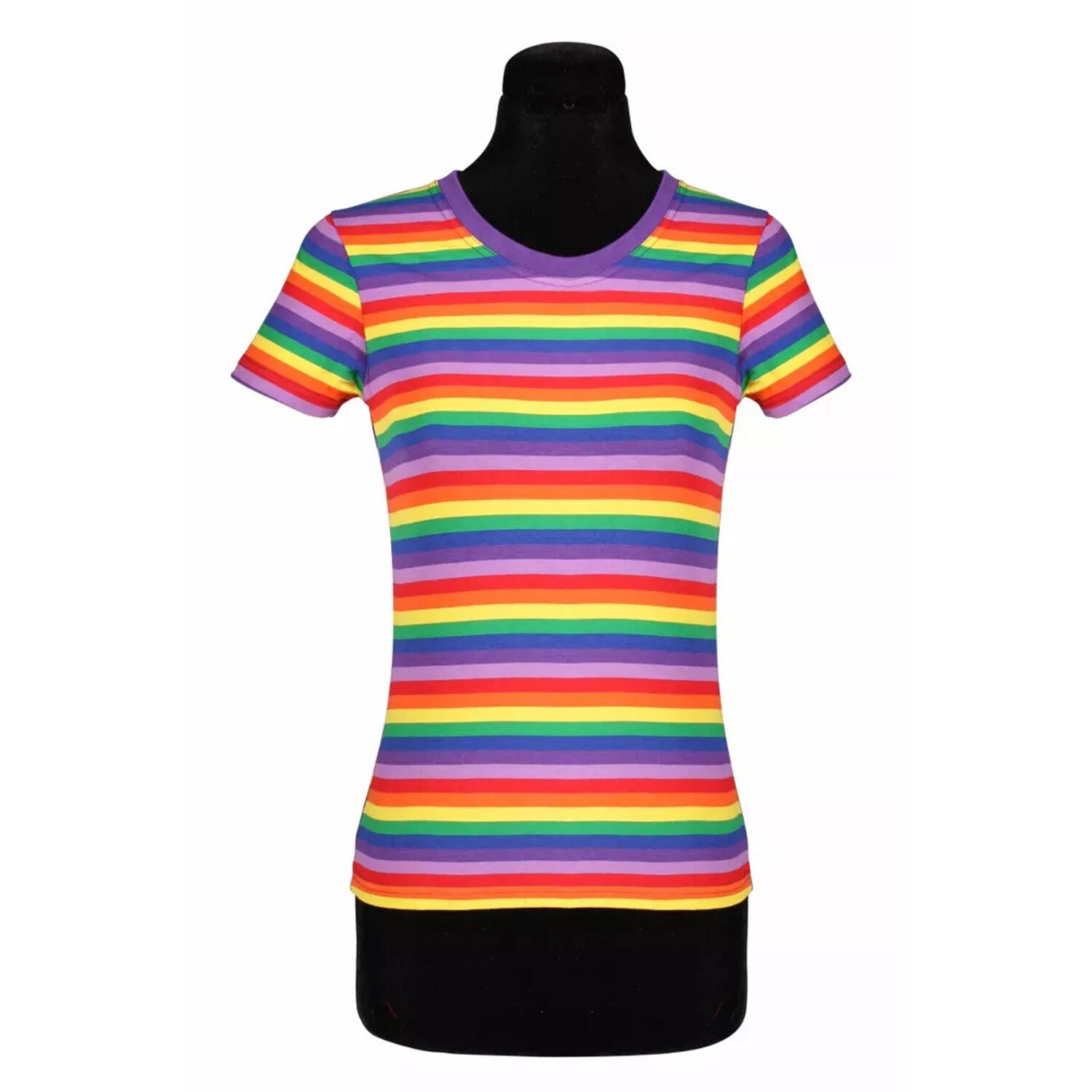 NEU Damen-Kostüm Ringelshirt kurzarm, regenbogenfarben, bunt, Größe: XS
