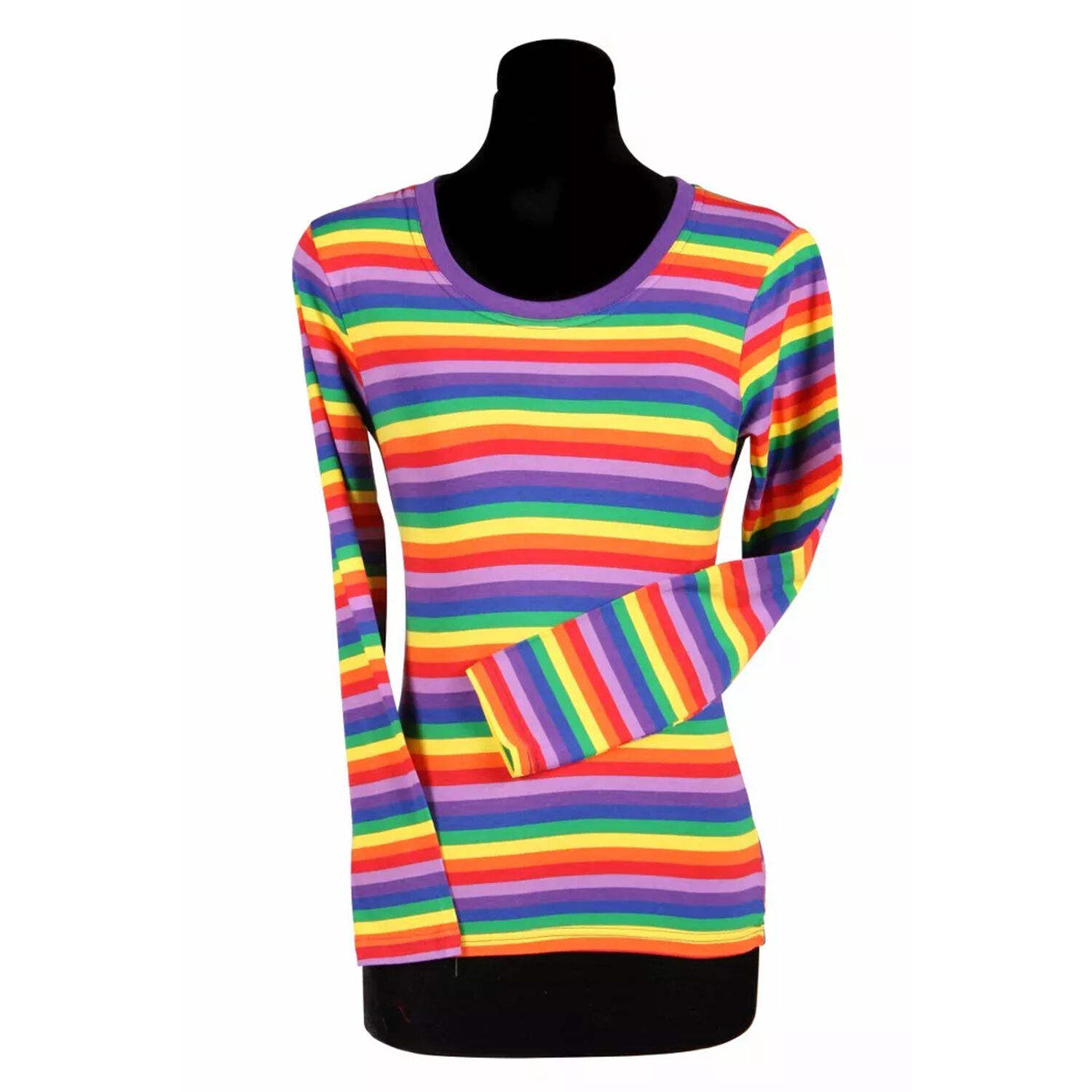 NEU Damen-Kostüm Ringelshirt langarm, regenbogenfarben, bunt, Größe: XS