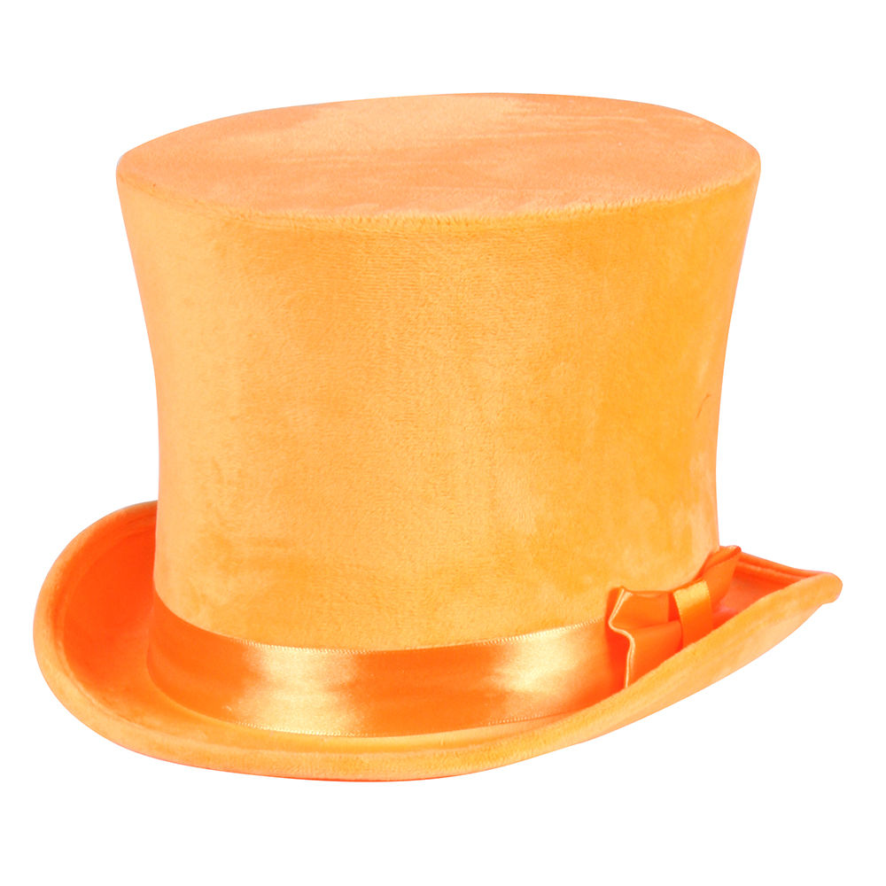 Hut Zylinder Flair Deluxe, neon-orange, Samtzylinder für Kopfweiten 57-58cm