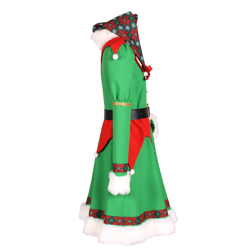 Damen-Kostüm Weihnachtself Twinkle, Kleid, Mütze, Gürtel, bunt, Gr. XL Bild 2