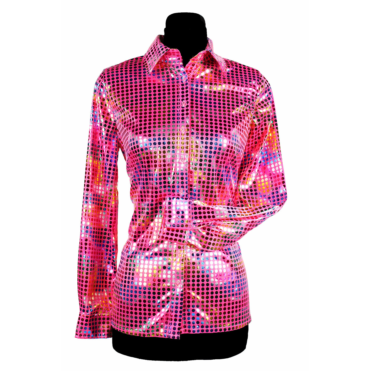 NEU Damen-Kostm Bluse Disco, pink, Gre: XS