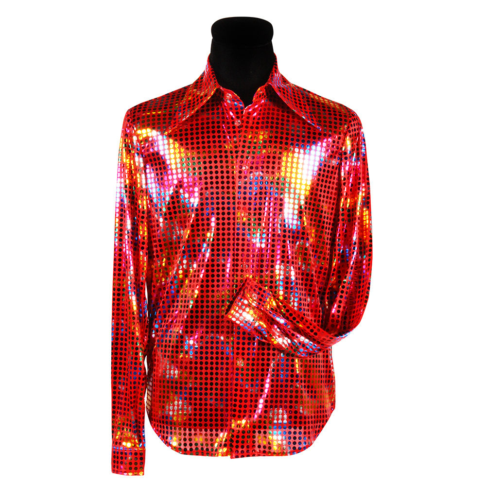 Herren-Kostüm Hemd Disco, rot, Gr. XL