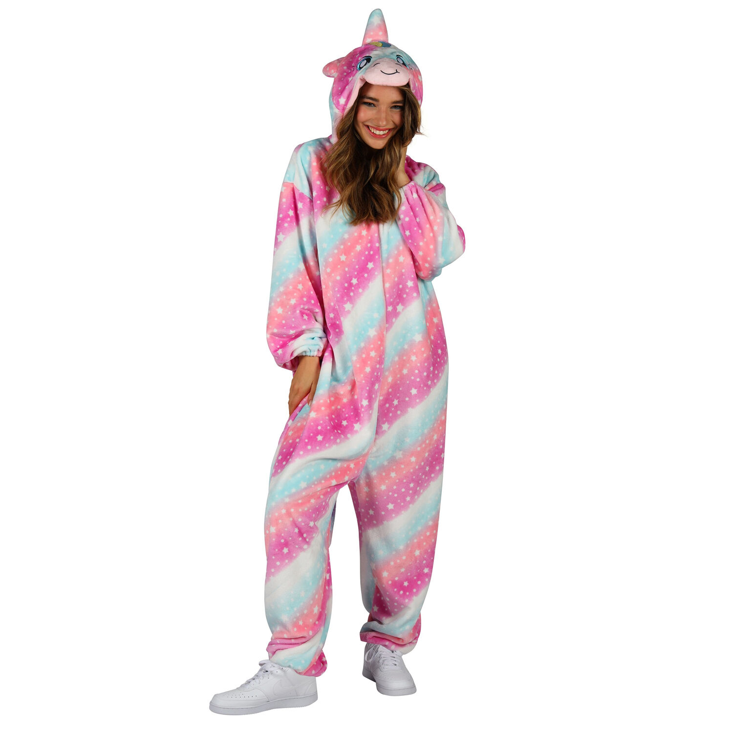 NEU Unisex-Kostm Plsch-Overall Einhorn, bunt, Gr. XS-S Bild 3