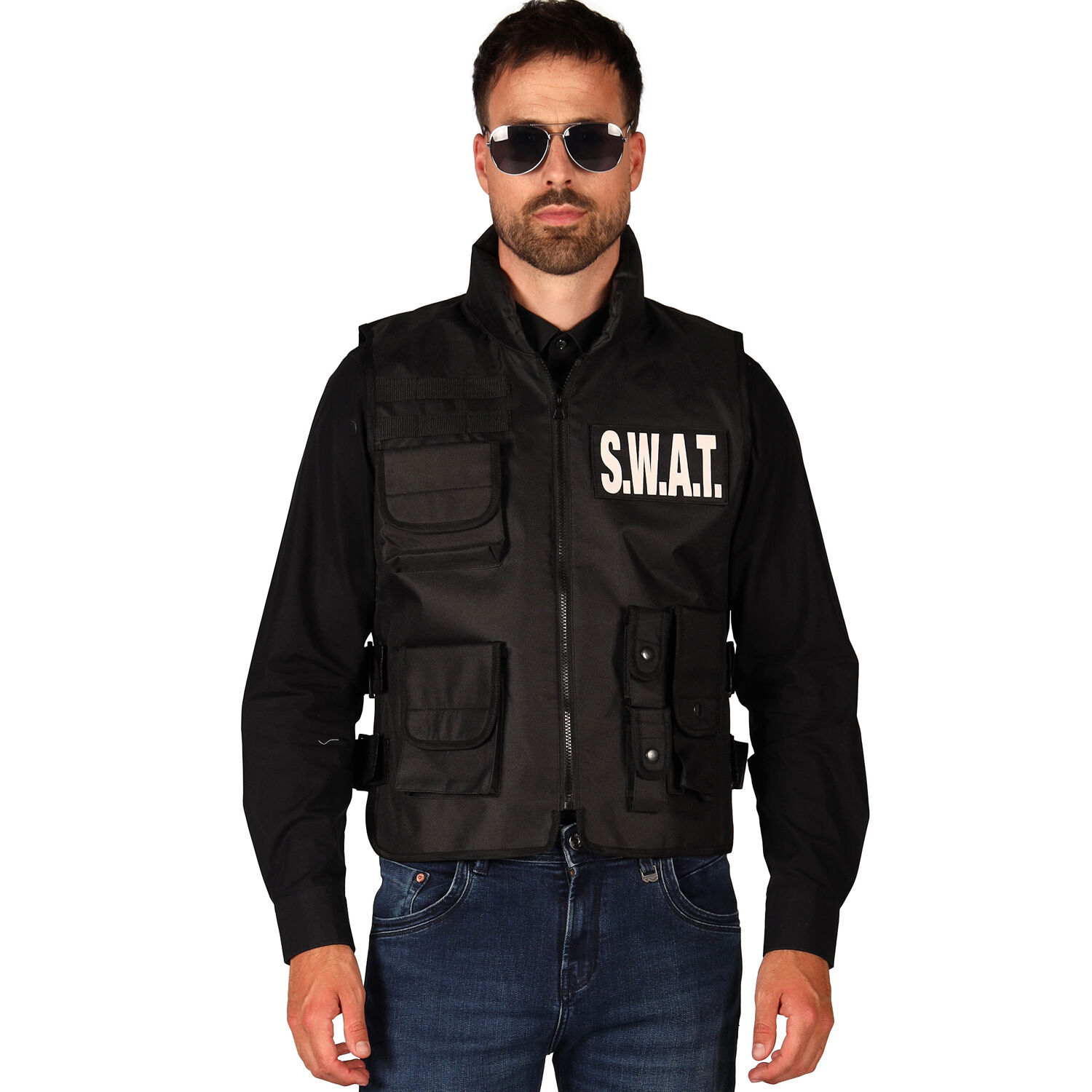 NEU Einsatz-Weste fr Erwachsene mit Patches fr SWAT, Polizei und FBI, Einheitsgre