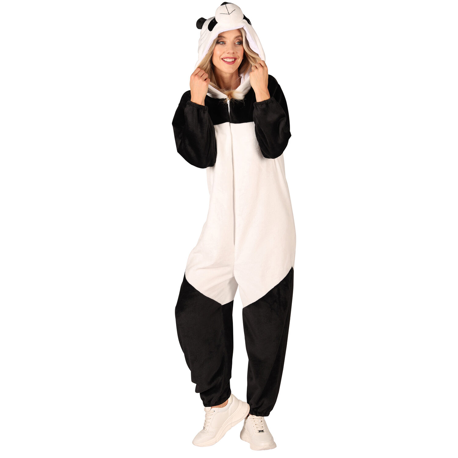 NEU Unisex-Kostm Plsch-Overall Panda, schwarz-wei, Gr. XS-S Bild 3