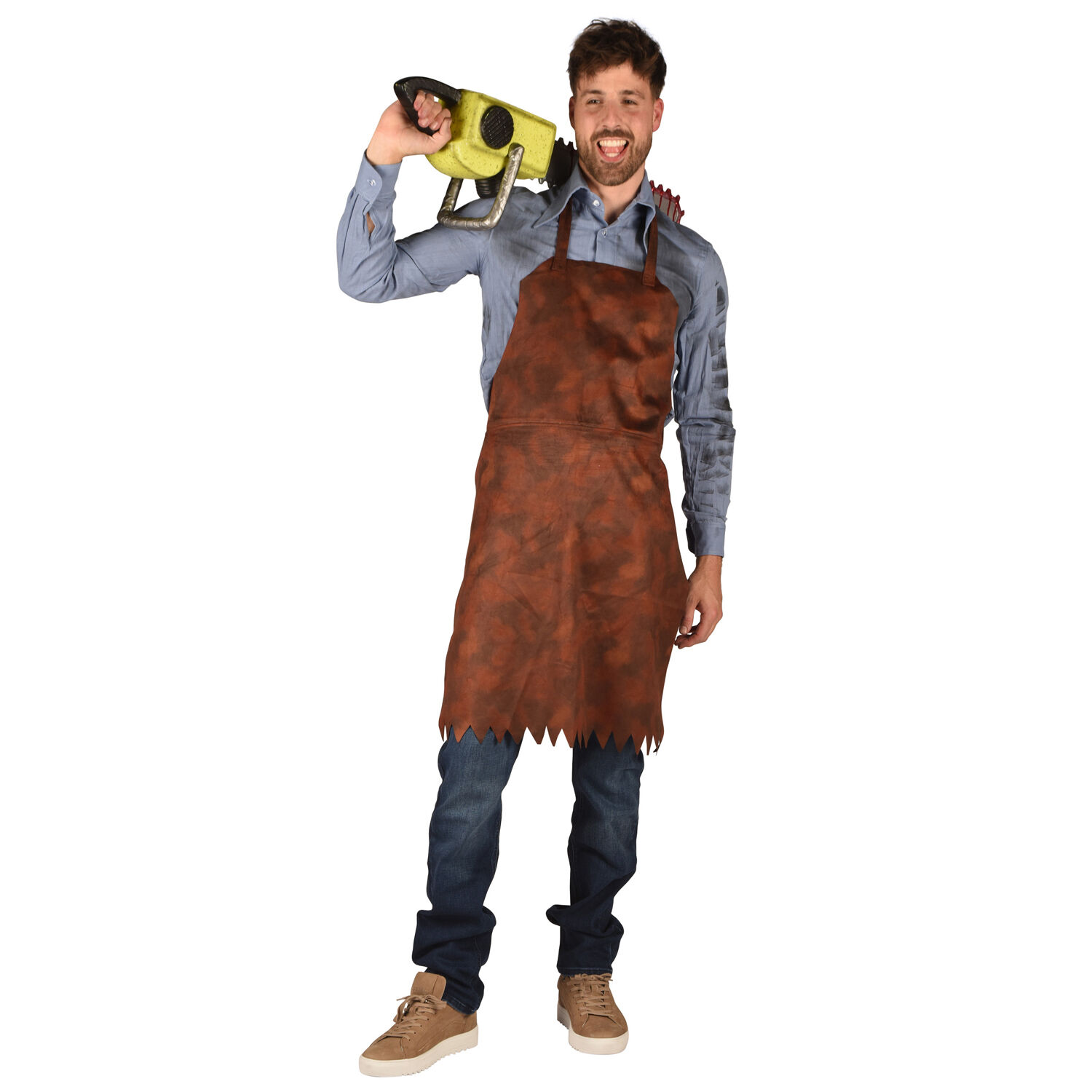 NEU Herren-Kostm Halloween-Schrze, braun, Lederoptik, Einheitsgre Bild 3