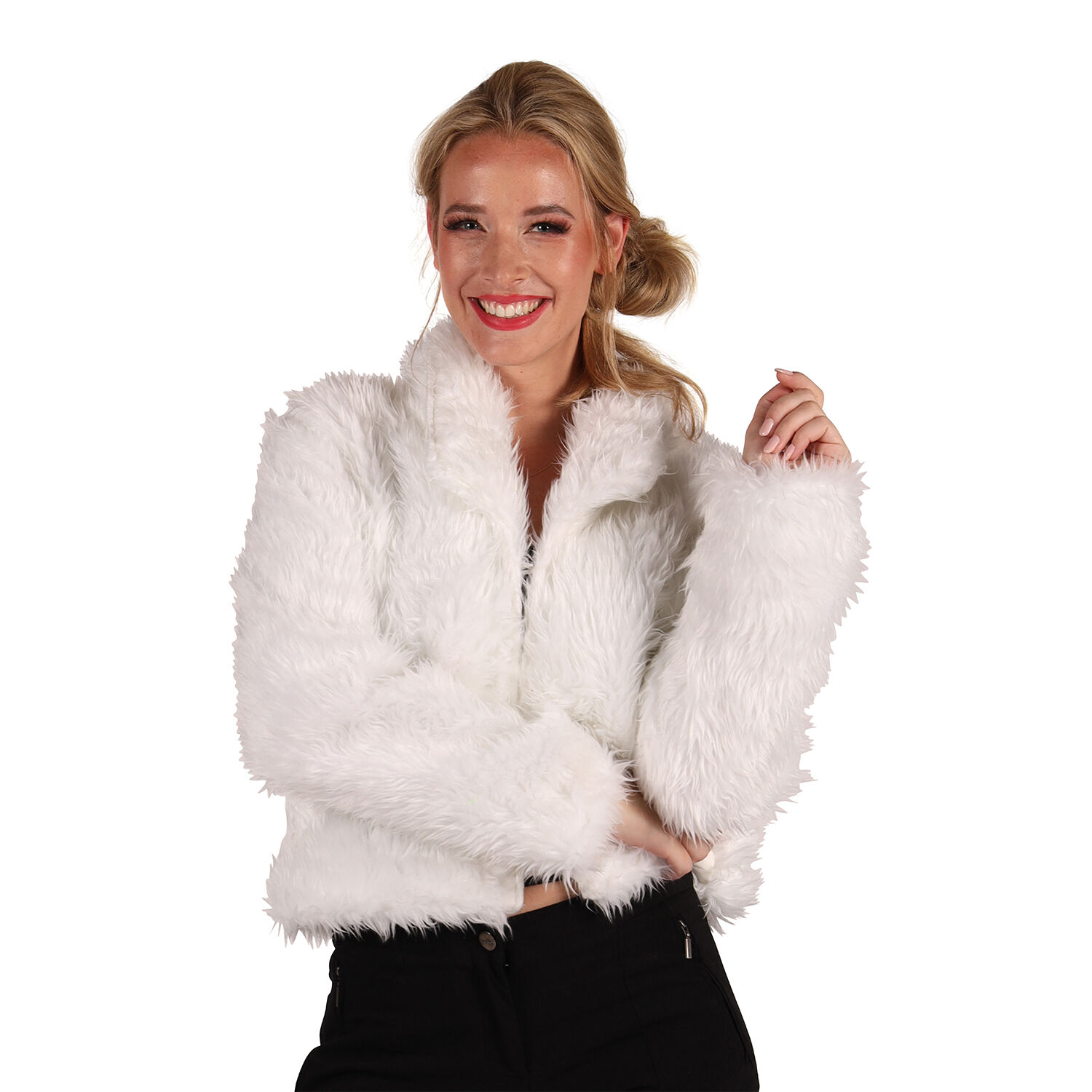 Damen-Kost�m Pl�sch-Jacke, wei�, Gr. XS-S Bild 2