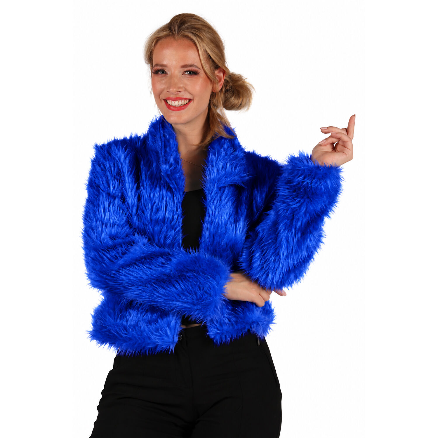 Damen-Kost�m Pl�sch-Jacke, kobaltblau, Gr. XS-S Bild 2
