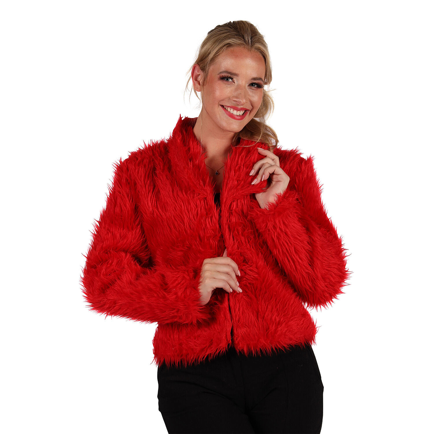Damen-Kost�m Pl�sch-Jacke, rot, Gr. XS-S