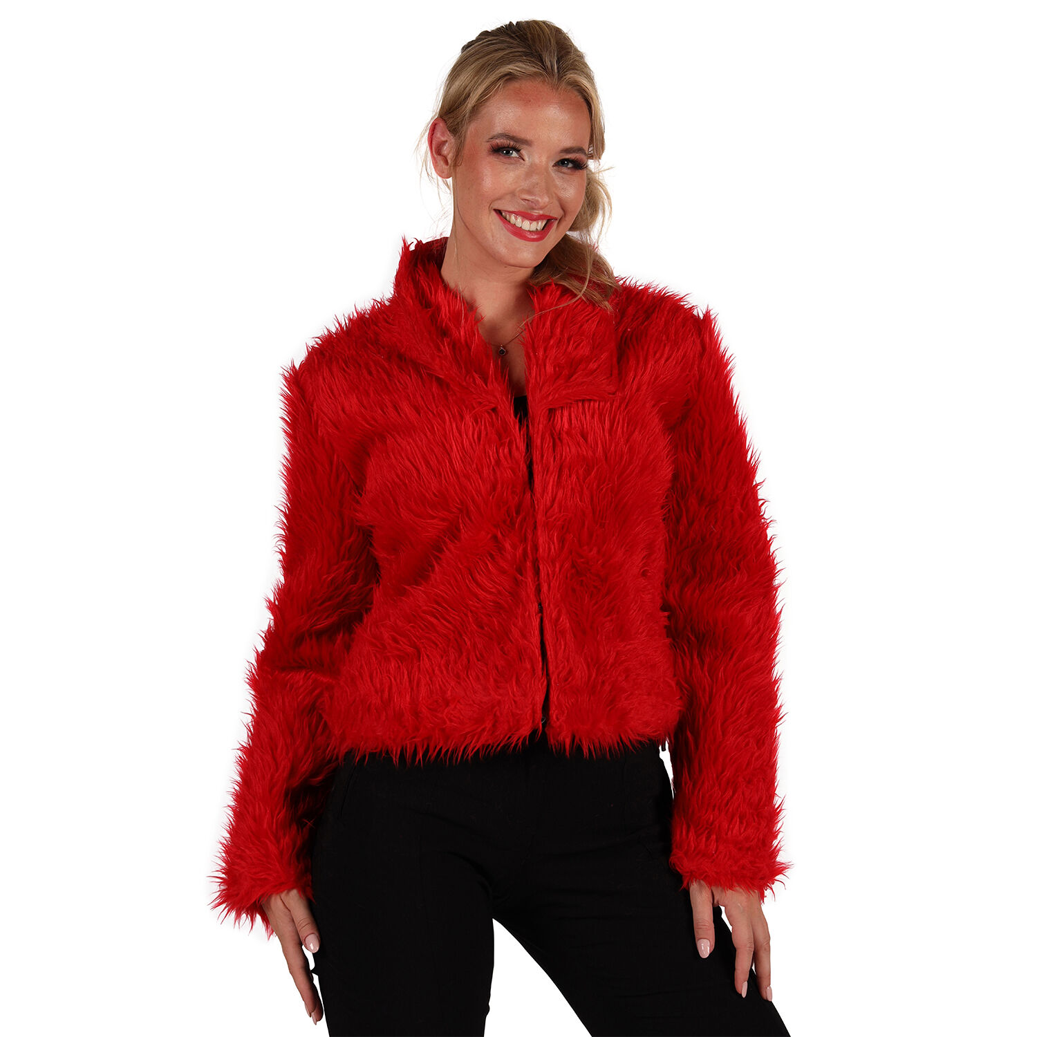 Damen-Kost�m Pl�sch-Jacke, rot, Gr. XS-S Bild 2