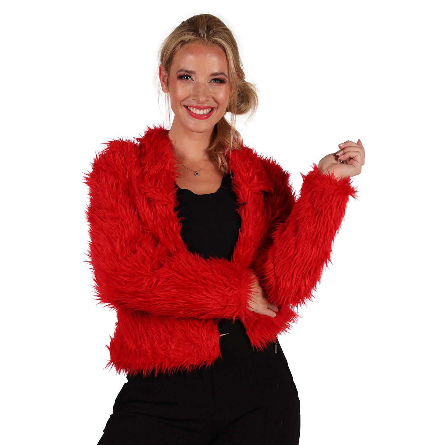 Damen-Kost�m Pl�sch-Jacke, rot, Gr. XS-S Bild 3