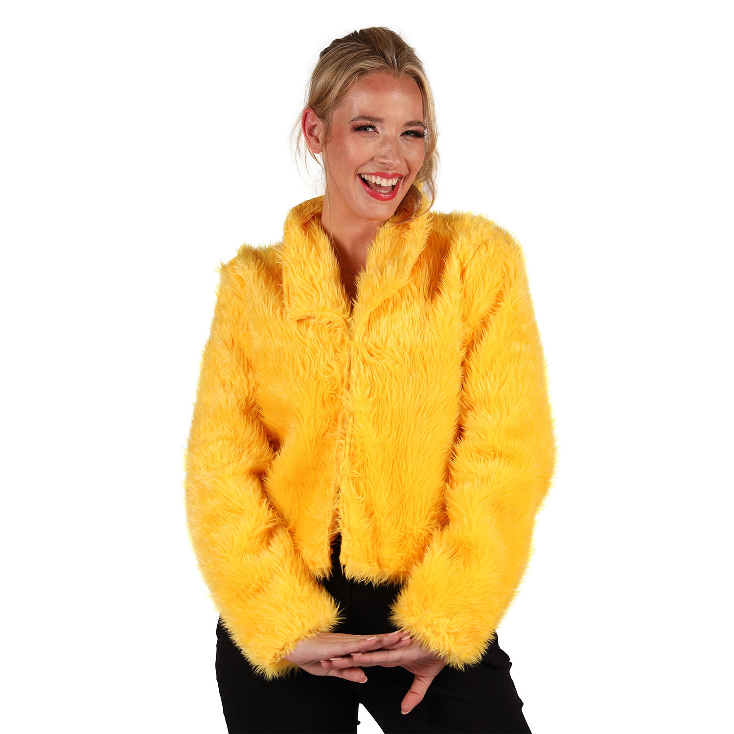 Damen-Kost�m Pl�sch-Jacke, gelb, Gr. XS-S