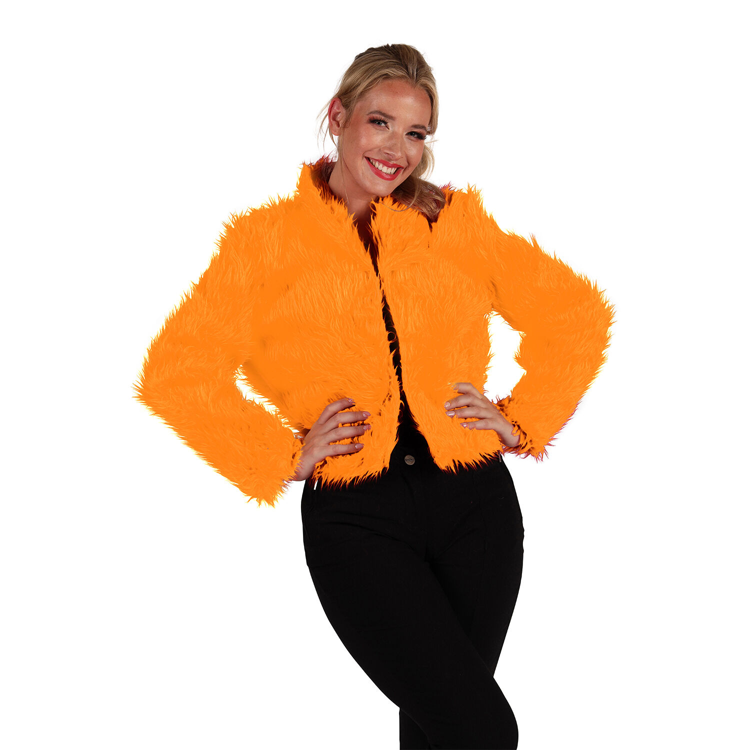 Damen-Kost�m Pl�sch-Jacke, orange, Gr. XS-S