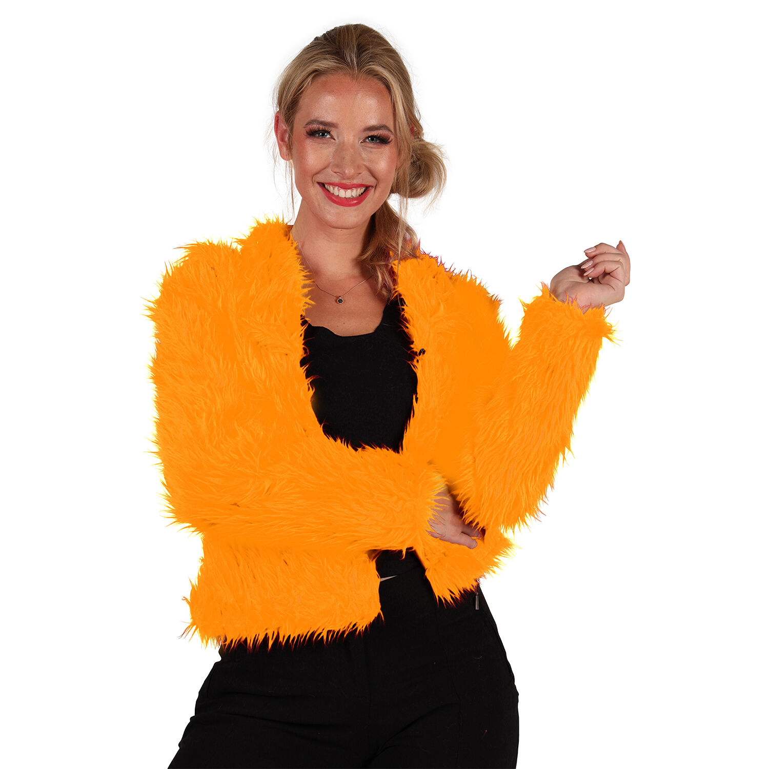Damen-Kost�m Pl�sch-Jacke, orange, Gr. XS-S Bild 2