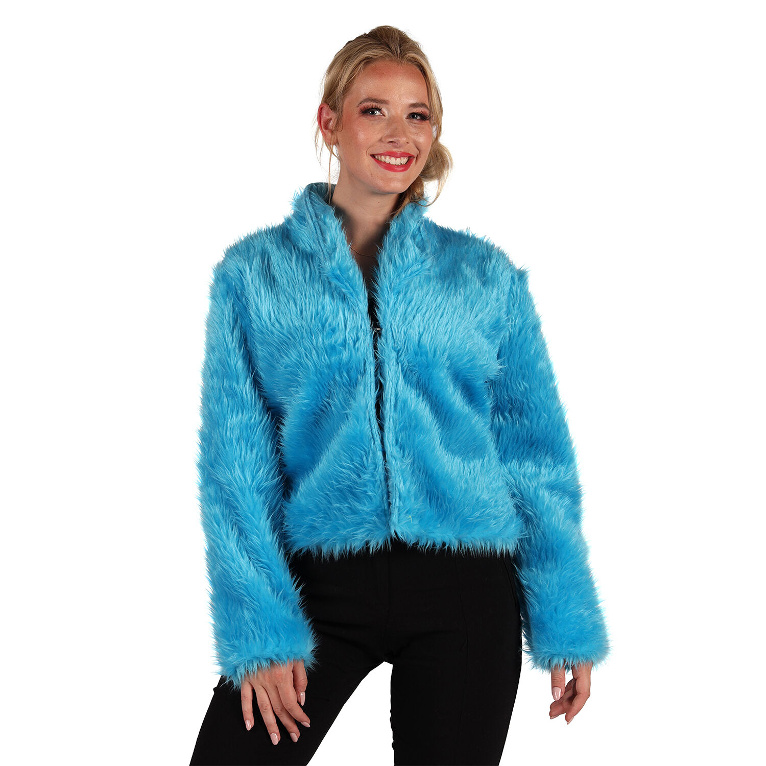 Damen-Kost�m Pl�sch-Jacke, t�rkis, Gr. XS-S
