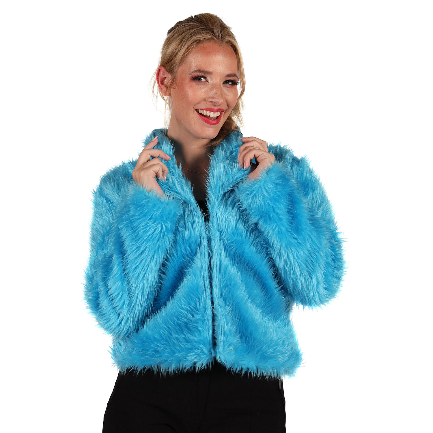 Damen-Kost�m Pl�sch-Jacke, t�rkis, Gr. XS-S Bild 2