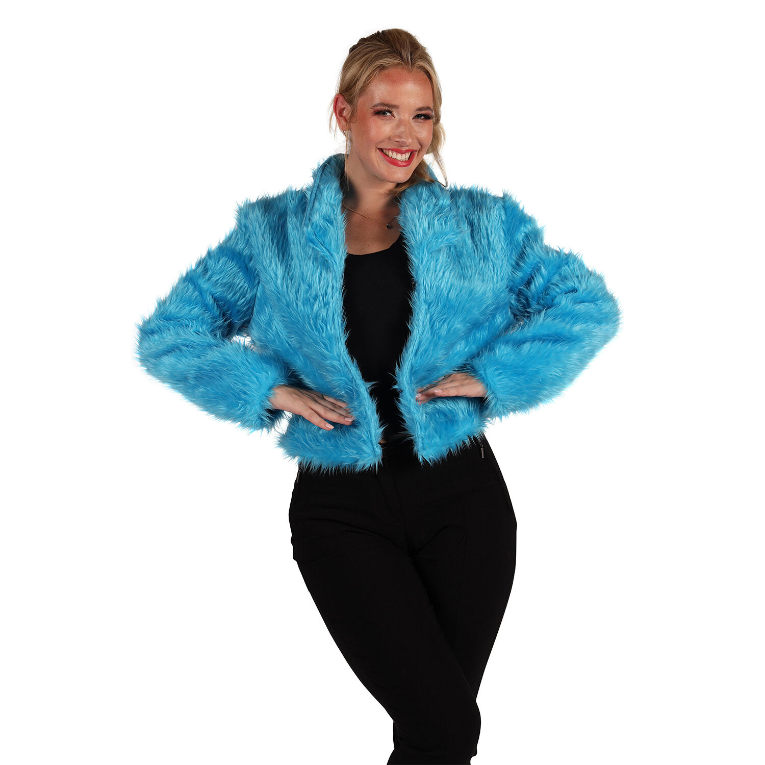 Damen-Kost�m Pl�sch-Jacke, t�rkis, Gr. XS-S Bild 3