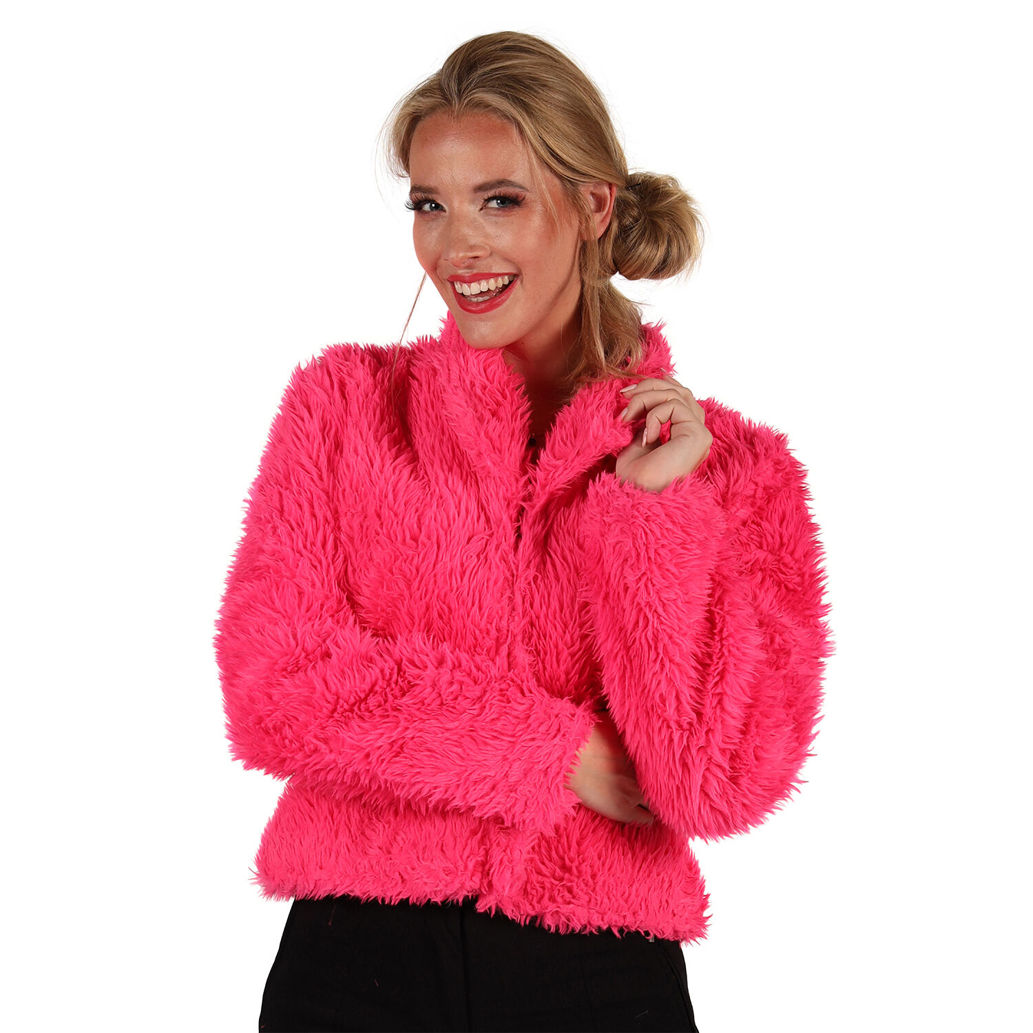 Damen-Kost�m Pl�sch-Jacke, pink, Gr. XS-S Bild 2