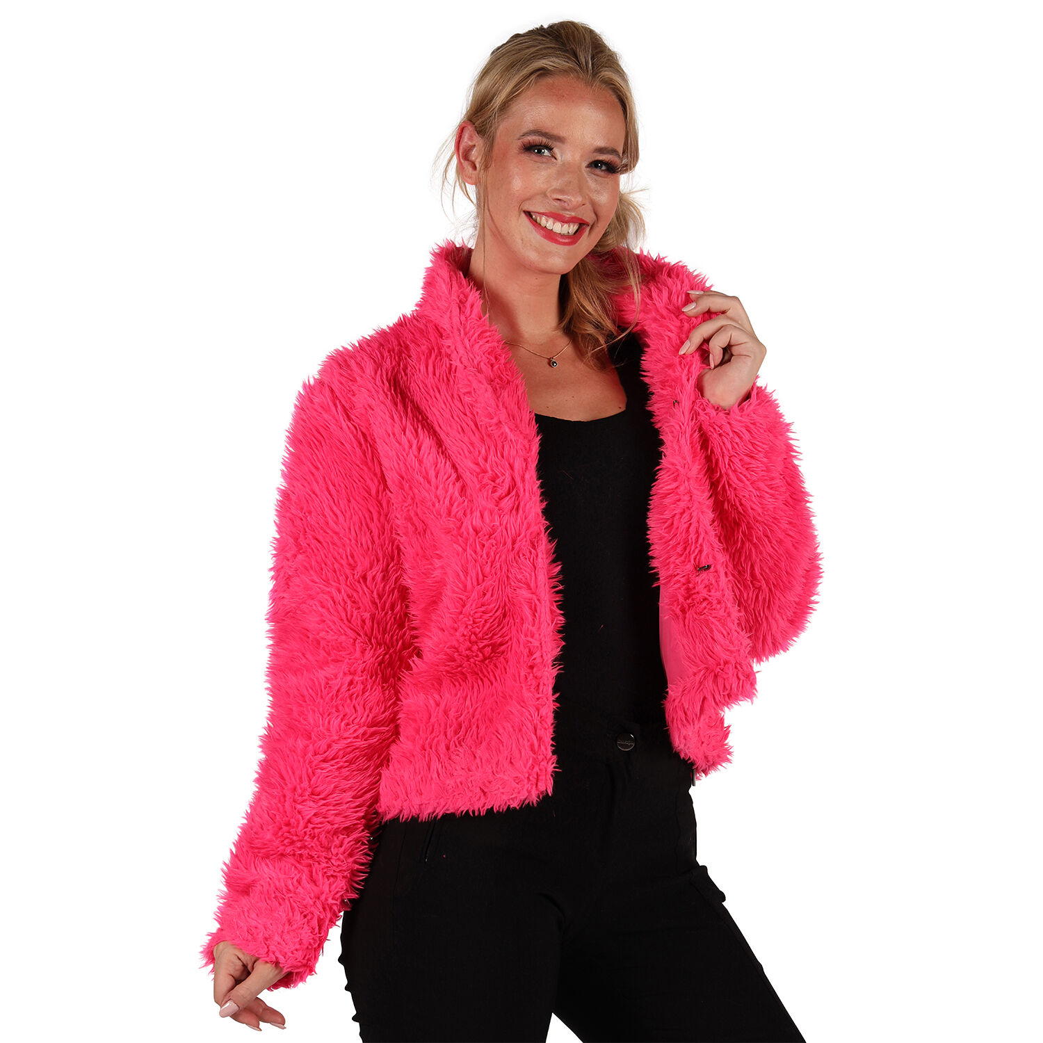 Damen-Kost�m Pl�sch-Jacke, pink, Gr. XS-S Bild 3