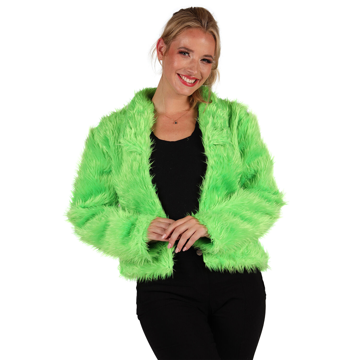 Damen-Kost�m Pl�sch-Jacke, neon-gr�n, Gr. XS-S Bild 3