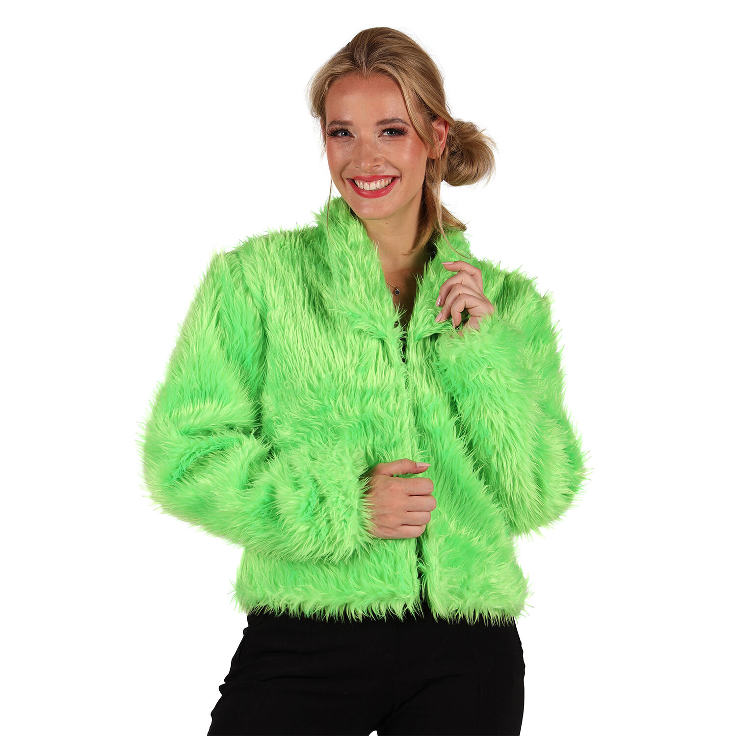 Damen-Kost�m Pl�sch-Jacke, neon-gr�n, Gr. XS-S Bild 2